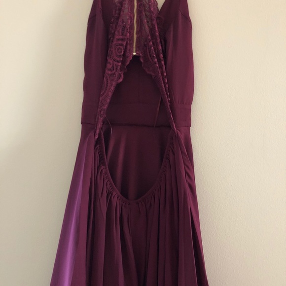 Burgundy Windsor High Low Dress with Lace Back - Picture 5 of 9